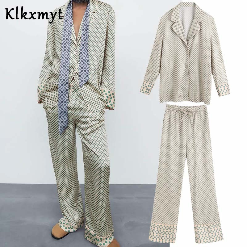 Klkxmyt Women Two Pieces Set New Summer Printing Shirt Blouse Women Tops Casual Pants Lady Trousers Womens 2 Pieces Sets 201120Z
