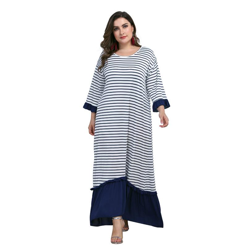 

Loose Oversized Maxi Long Dress Women Summer O Neck Long Sleeve Multicolor Ruffles Dress Plus Size Ladies Tunic Dresses, Blue