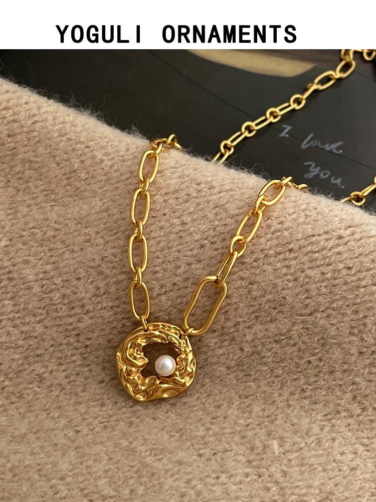 

Chains Women Jewelry Simulated Pearl Pendant Necklace Design Vintage Temperament Adjustable For Gifts