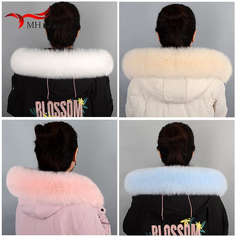 

100% Real Fur Collar Oversized Raccoon Fur Collar Custom-made Winter Scarf Headband Hat Striped Women