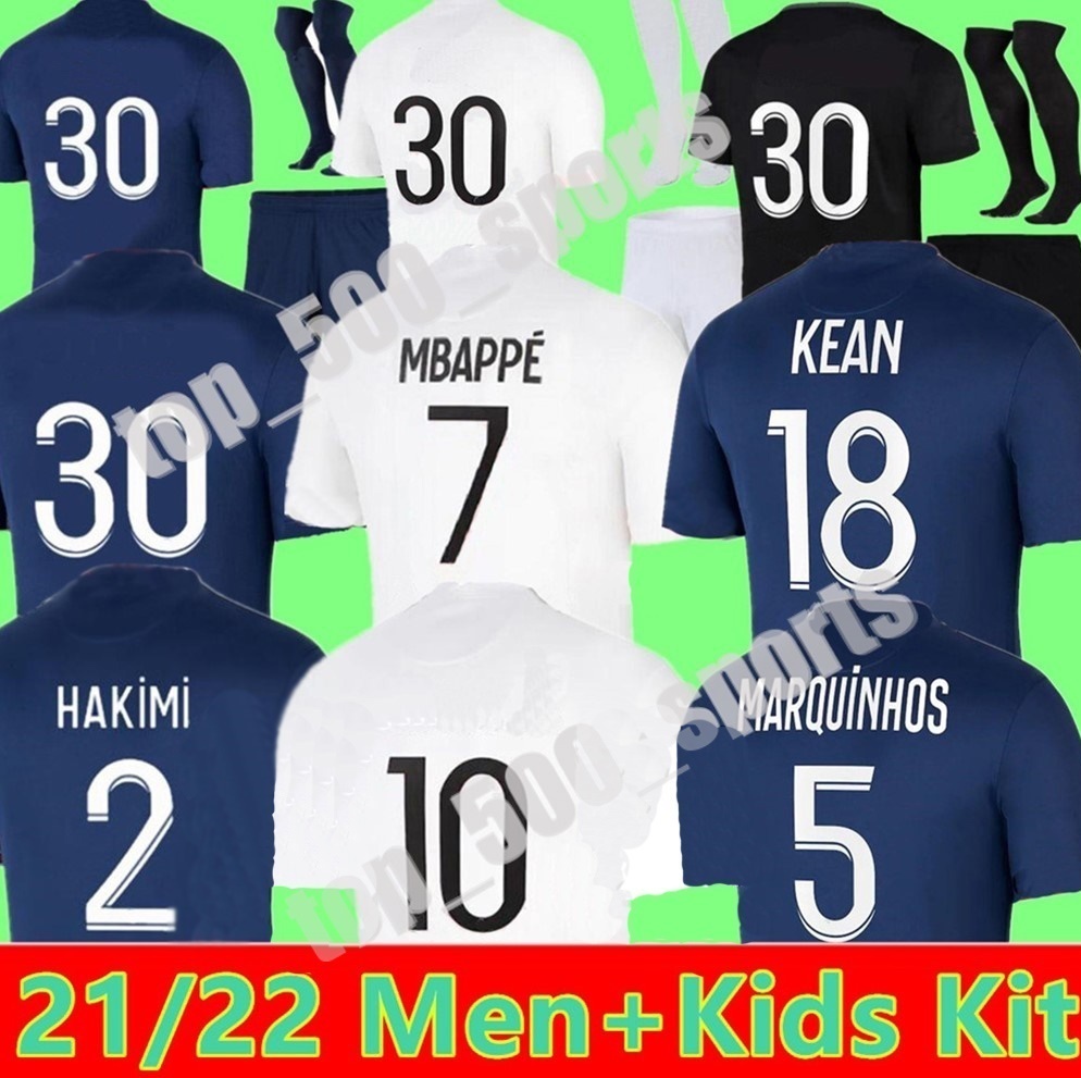 

2021 2022 MBAPPE soccer jerseys HAKIMI KEAN SERGIO RAMOS 21 22 Maillots de football shirt VERRATTI Jersey men kids kit uniforms psgs shorts maillot foot, 22 23 home+champions patch adult