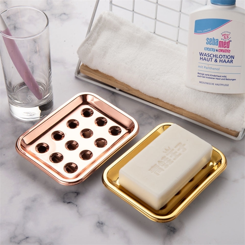 

(Gold) Soap Dish Holder with Drainage for Bathroom Kitchen SUS304 Stainless Steel Double Layer Y200407, Red