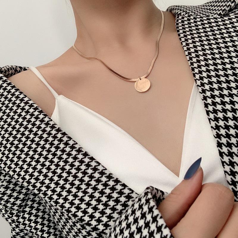 

TIMEONLY Statement Coin Letter Snake Necklaces Titanium Steel Pendant Neckalce 2021 Fashion Jewelry Fo Women Girl Wedding Gifts