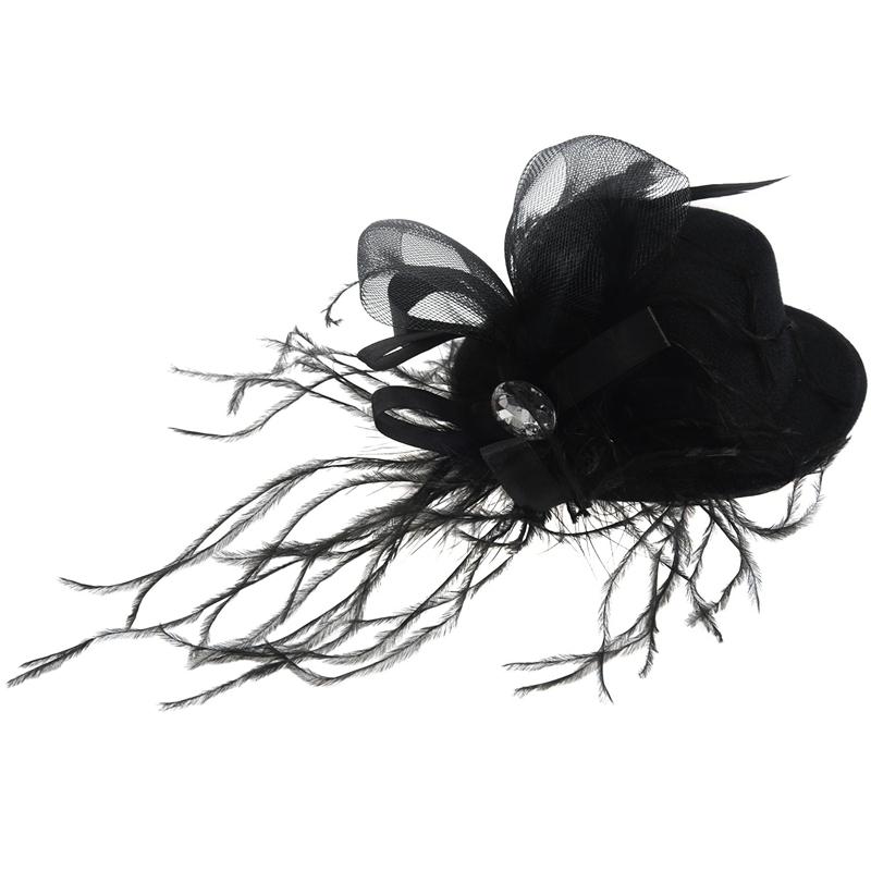 

New Women Barrette Strass spring Burlesque Punk Mini Hat black