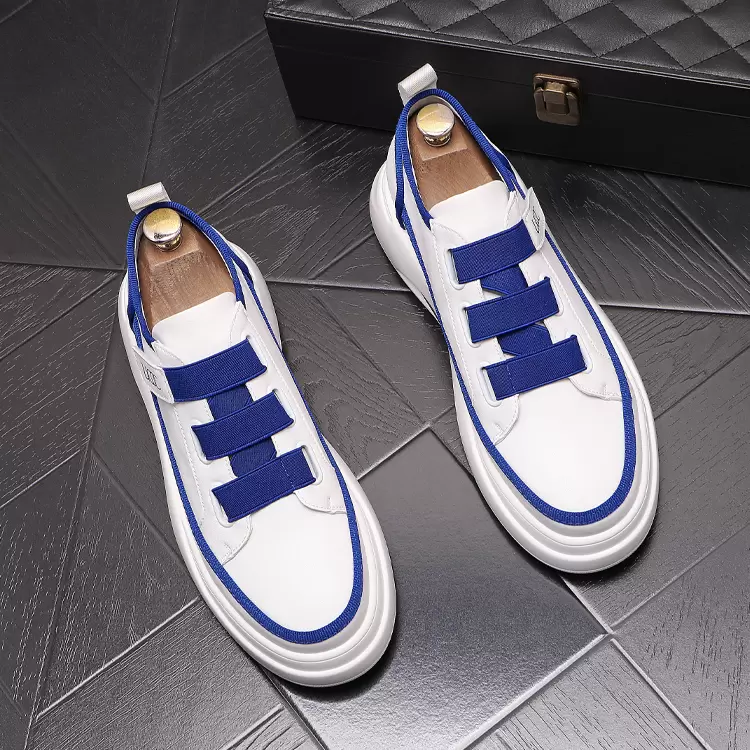 

Luxury White Sneakers Men's Wedding Dress Party Shoes European Style Comfortabl Outdoor Walking Sports Sneakers Leisure Vulcanized designer loafers, White blue