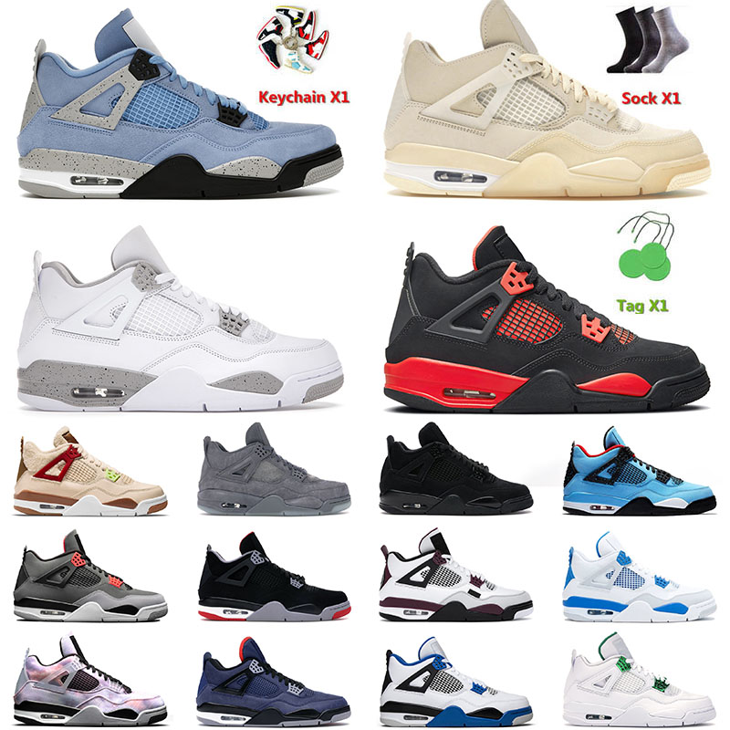 

2022 Arrival Basketball Shoes 4 4s IV Mens Jumpman University Blue Sail Red Thunder White Oreo Jorden4s Cool Grey Men Women Trainers Sneakers Size 13, White;red