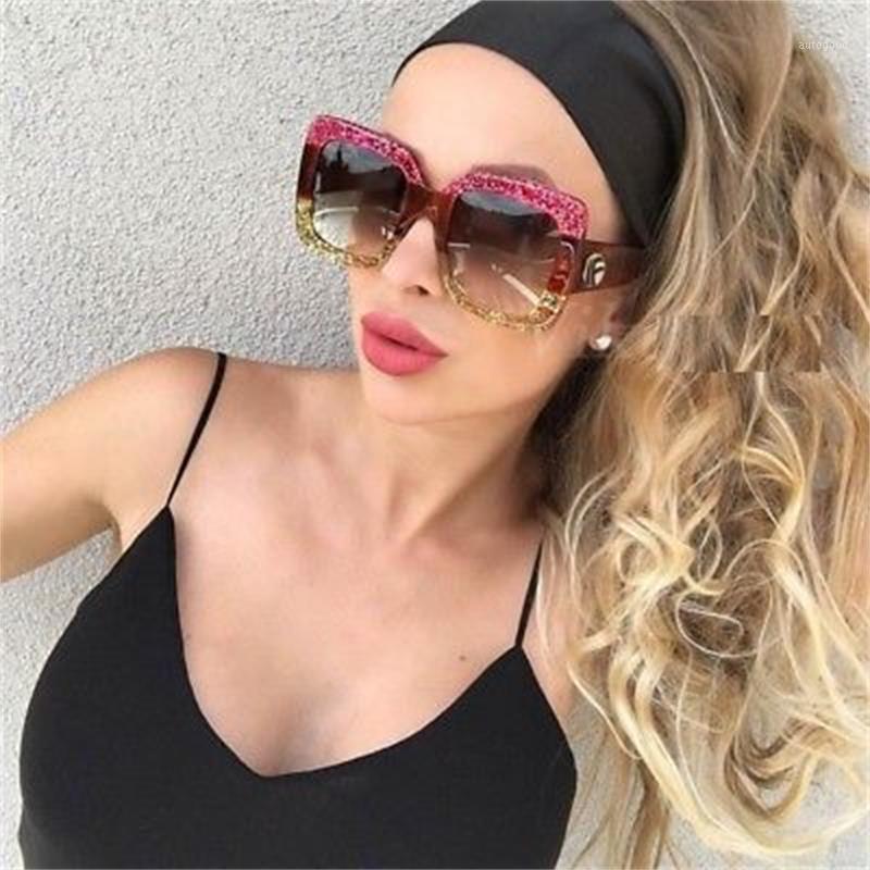 

Sunglasses Oversized Big Square Pink Gold Frame Bling Shades Unique Mens Designer Plastic Gafas De Sol UV400 Cute1