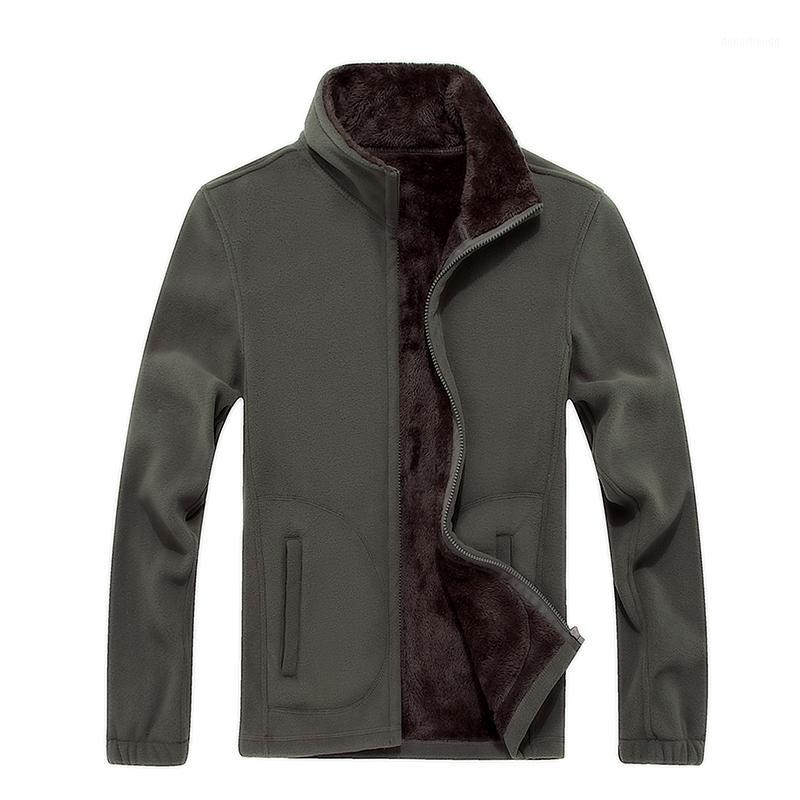 

New Hot Sale Mens Softshell Fleece Casual Jackets Men Warm Sweatshirt Thermal Coats Solid Thickened Brand Clothing SA0411, Army green