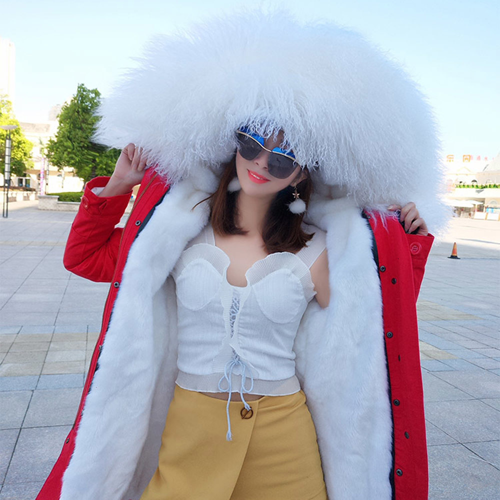 

2021 Winter New Turtleneck Crooked Lamb Skin Overcoming Detachable Velvet Thick Lining Women' Jacket M0FH