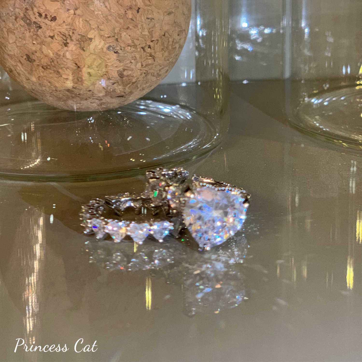 

Princess cat mass merchandiser love Mossan diamond love ring romantic light luxury high sense opening ring