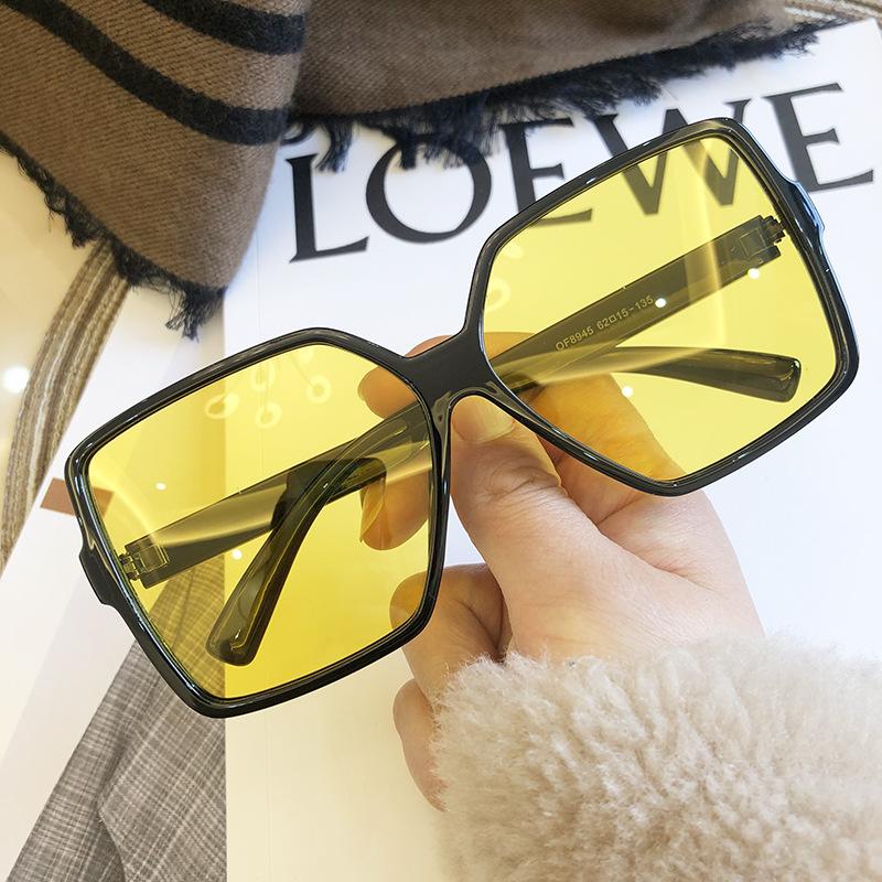 

Polarized Sunglasses Men Women Brand Designer Korean Yellow Square Driving Sunglasses Vintgae Big Frame Glasses 2020 Shades