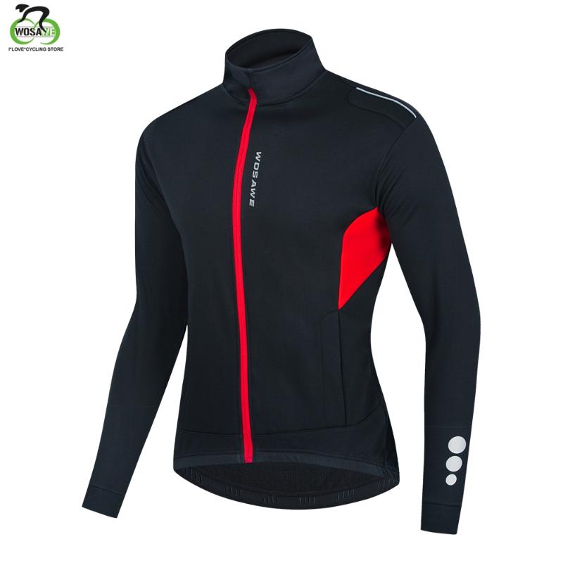 

WOSAWE Cycling Jacket Winter Windproof Water Repellet Reflective Jacket Warm Men Women Mountain Bike MTB Long Jersey, Bl231-r
