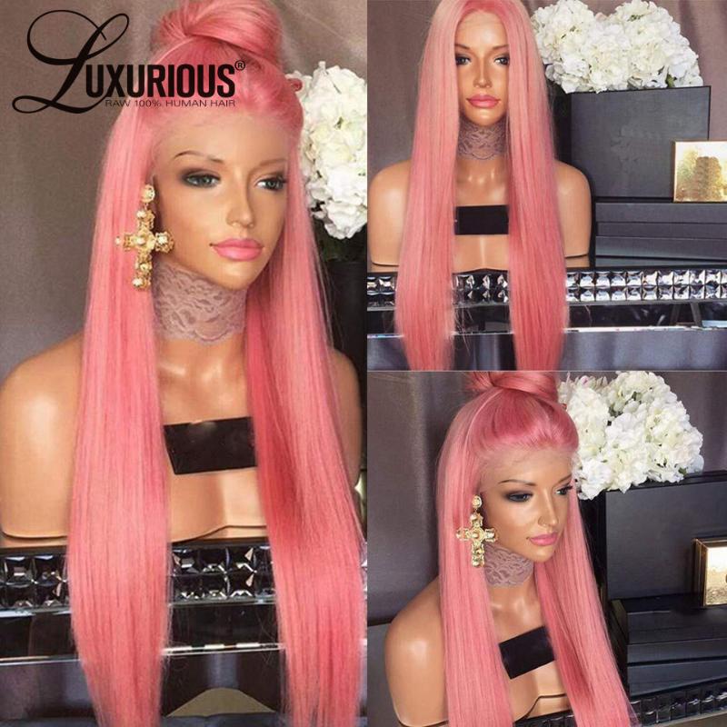 

250 Density Straight Human Hair Wigs Thick Pink HD Transparent Lace Wig 613 Blonde Colored Red Lace Front Wigs For Black Women, 130 density