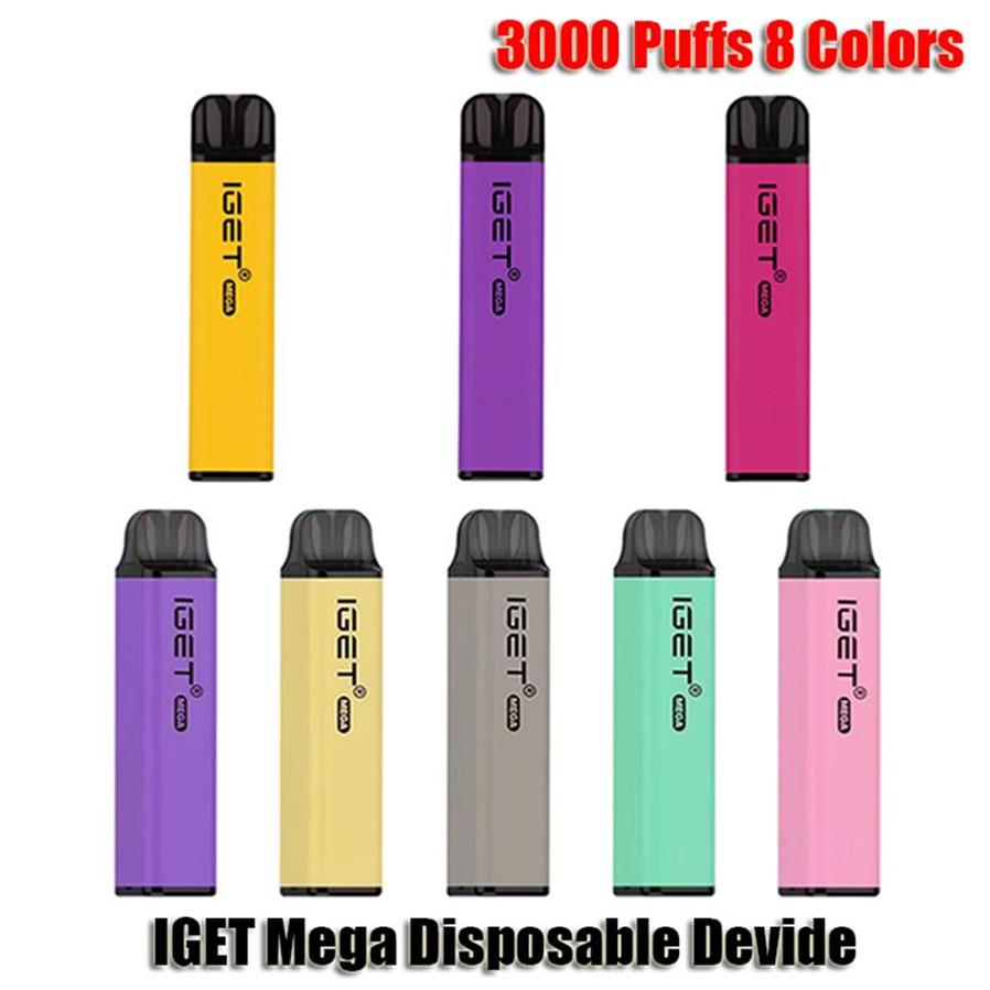 

Authentic Iget Mega 3000Puffs Disposable E Cigarette Pod Device Prefilled Cartridge Stick Vape Pen Genuine VS XXL King Max Plusa41 a15