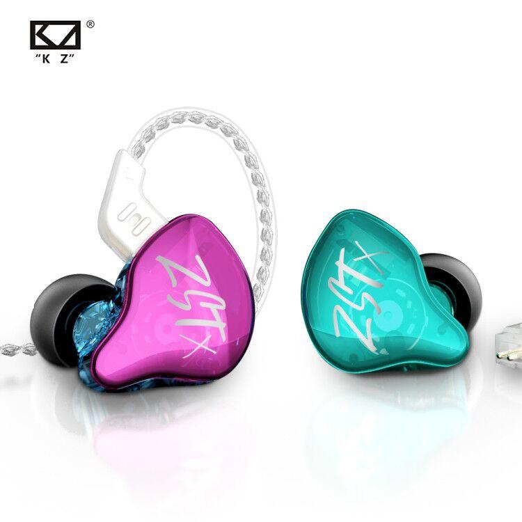 

KZ ZSTX Earphone 1BA 1DD drivers Hybrid HIFI Bass Earbuds In-Ear Monitor Noise Cancelling Sport Earphones Silver plated cable, Black