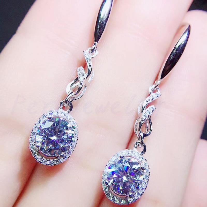 

Dangle & Chandelier Per Jewelry Moissanite Round Drop Earring 2ct*2pcs Gemstone 925 Sterling Silver Fine For Men Or Women Q2042921
