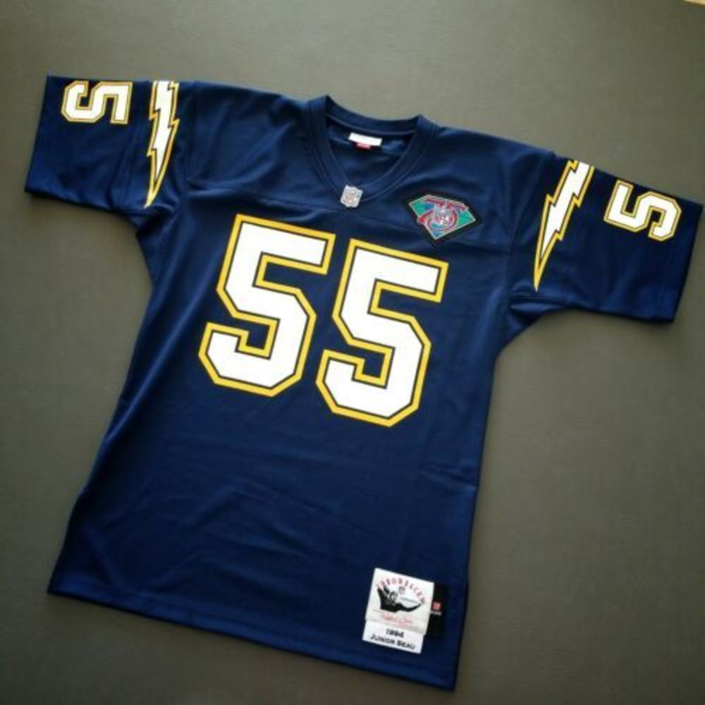 

Cheap 100% Stitched Junior Seau Mitchell & Ness 94 Chargers Jersey Size XS-5XL Mens Throwbacks Top Football jerseys, Gray