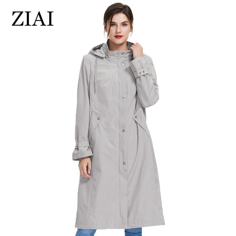

ZIAI 2020 spring Womens Long Trench Coat Windproof Plus Size female Windbreaker fashion coat casual hotsale stock AS-6325, Gray 738