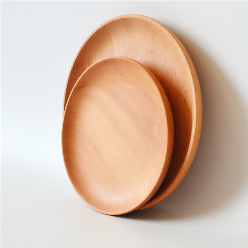 

2021 New Round Japanese Rubber Wood Pan Plate Fruit Dishes Saucer Tea Dessert Dinner Bread Tray Storage Iut0