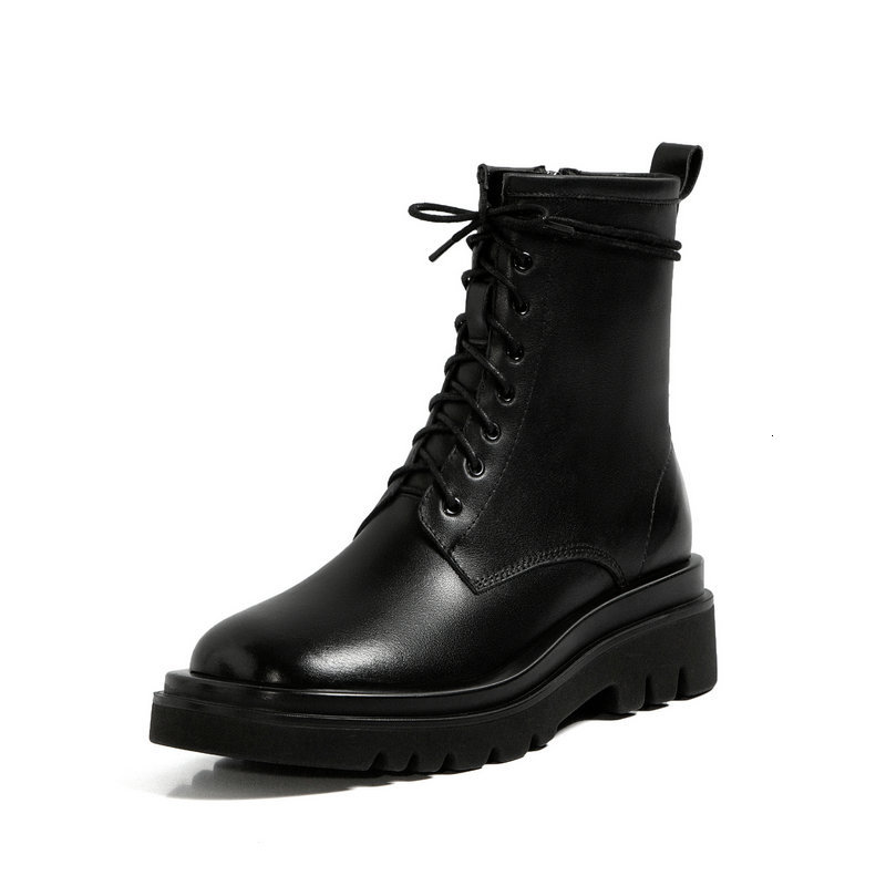 

2021 New Motorcycle Short Winter Warm Women Ankle Boots Party Basic Shoes Woman Newest Chunky Heels Jf5h, Black cross-tied