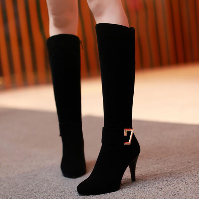 

Brand New Great Quality For Dropship High Heels Big Size 43 Platform Winter Shoes Women Elegant Office Lady Boots, Black