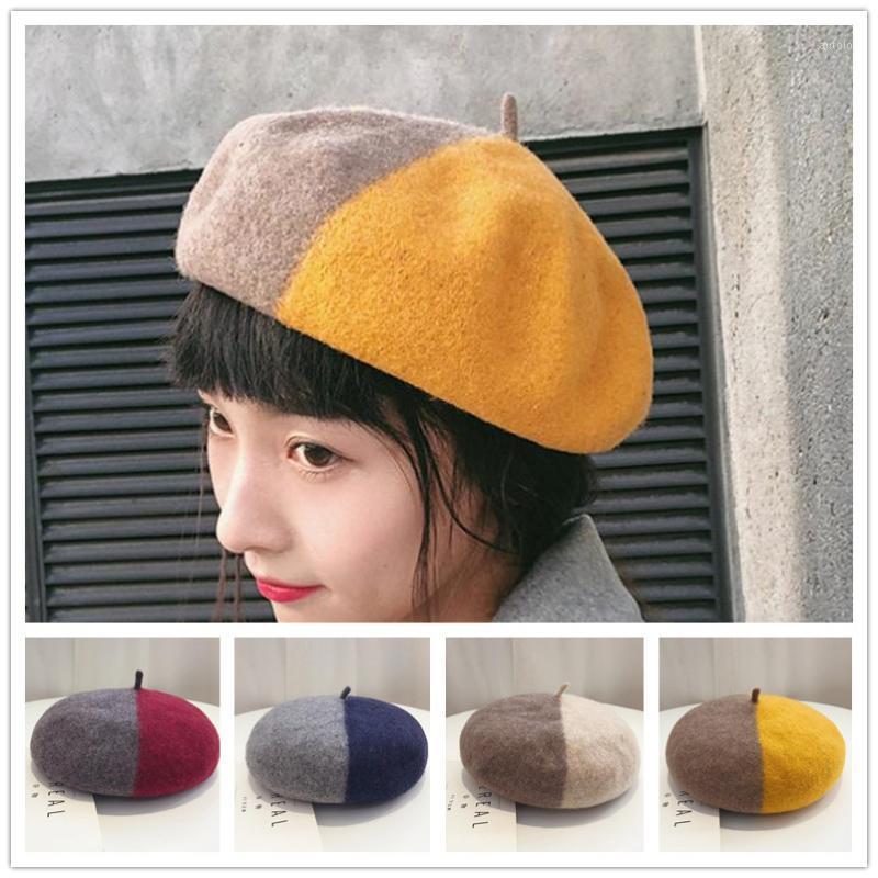 

Sweet Beret Female Autumn Winter Woolen Thickened Pumpkin Hats Lady Cute Painter Octagonal Caps Women Color Splice Warmer Hat1, Yellow