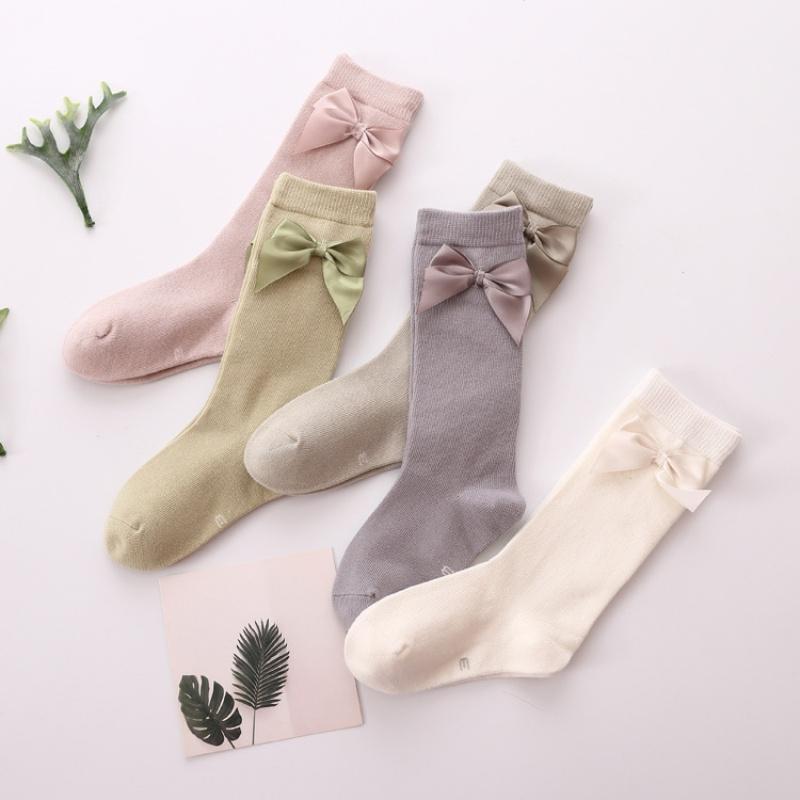 

New Baby Summer Clothing New Kids Toddlers Girls Big Bow Knee High Long Soft Cotton Lace Baby Socks Bowknot 100% Cotton Socks1