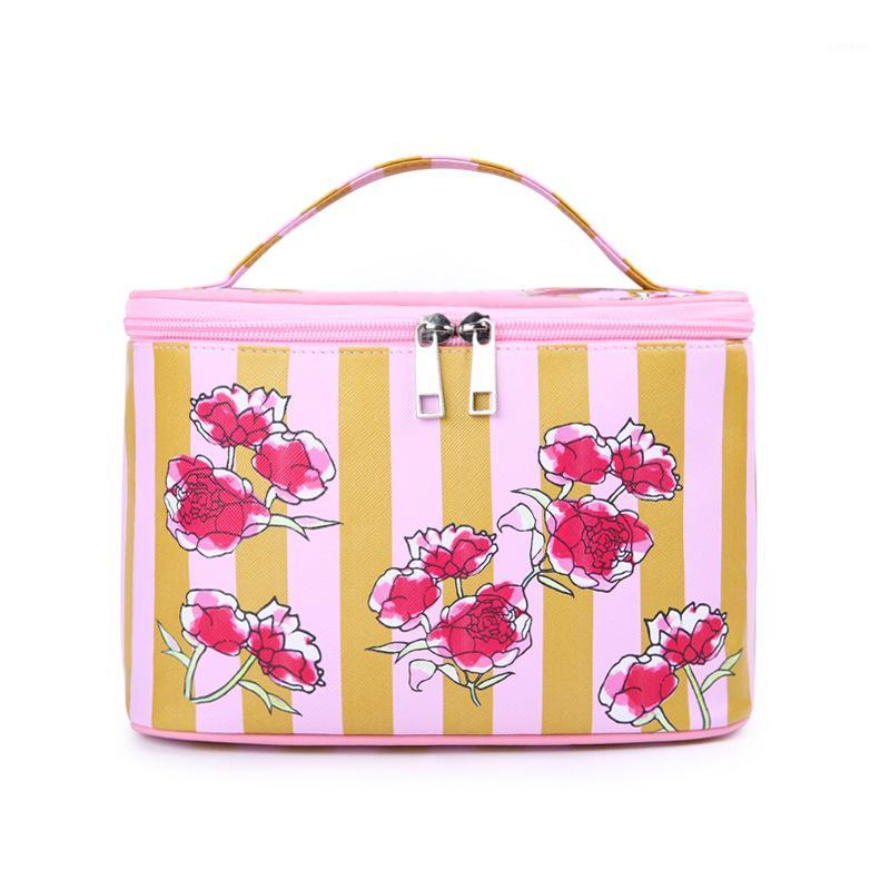 

2020 Portable Make Up Bag Big Capacity Women Makeup Cosmetic Bag Organizer Toiletry Travel Necessaries Makeup1, Rose red stripe