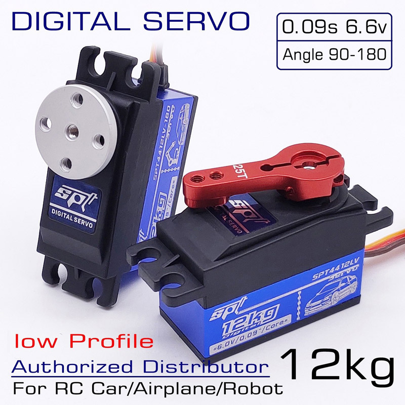 

SPT 12kg Metal Gear Standard Short Body Low Profile Digital Servo RC Car Drift Fix-wing Robot Arm Arduino, 4412lv x1pc