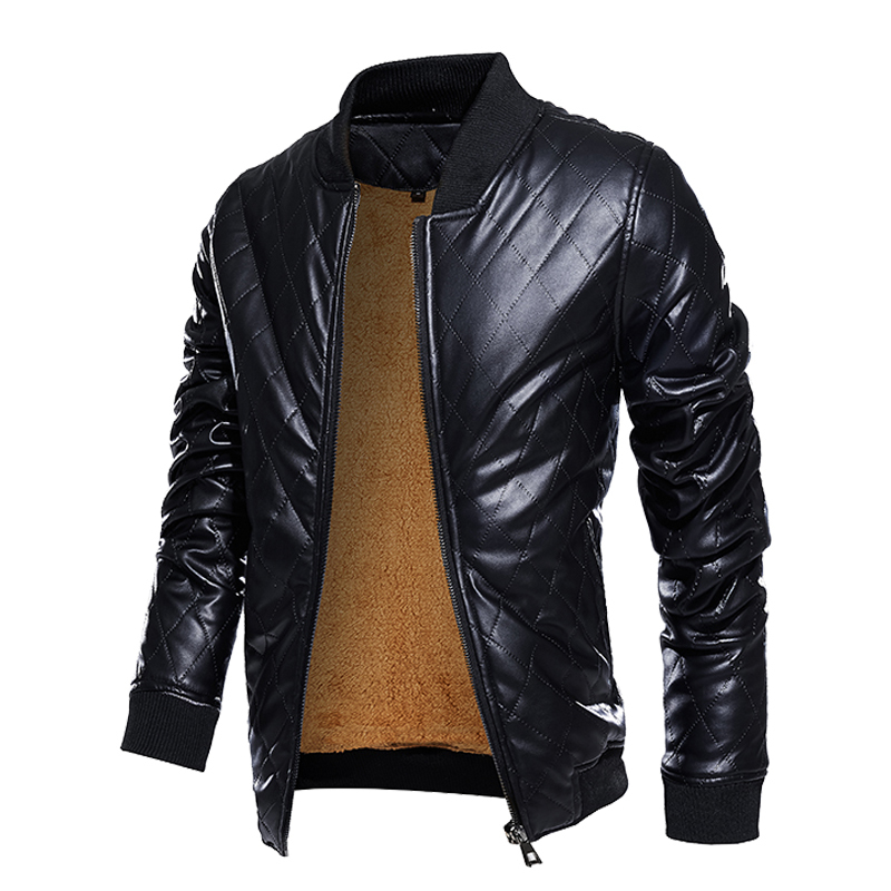 

2021 New Fashion Winter Male Black Brown Mens Stand Collar Coats Biker Jackets Motorcycle Leather Jacket 0uj4, Ddj009brown