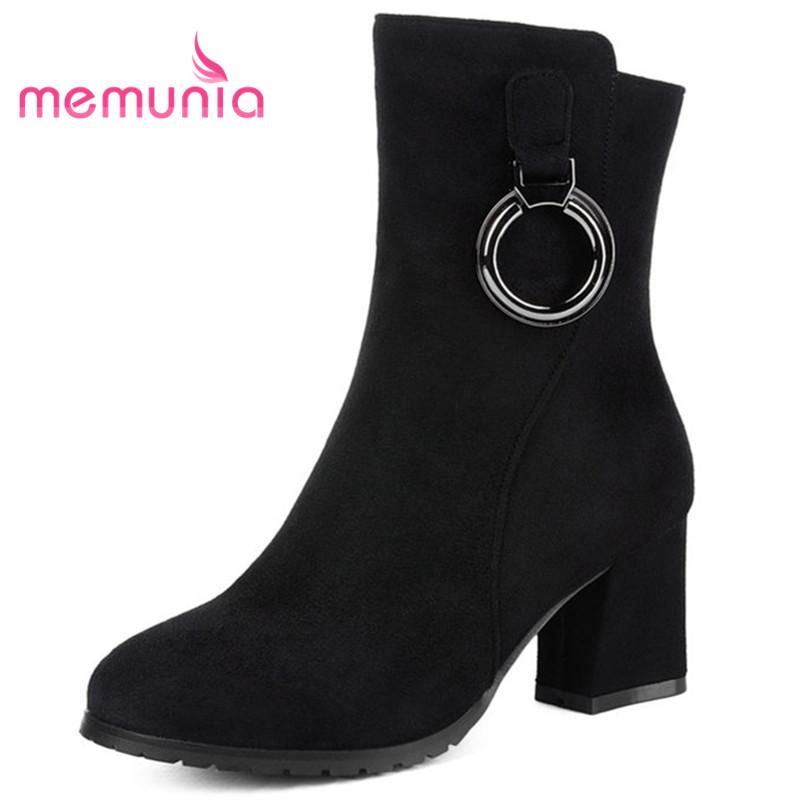 

MEMUNIA plus size 33-43 women boots elegant metal decoration fashion boots high heels winter 2020 new arrive ankle, Black