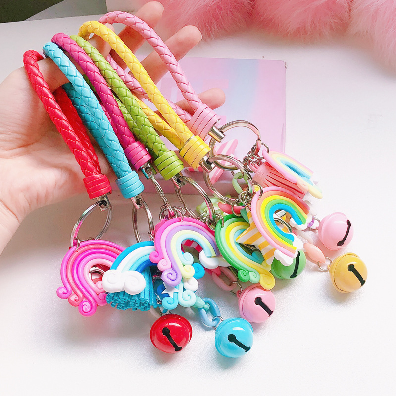 

Candy color Star Rainbow keychain Tassel charm keyring key holders bag hangs fashion jewelry gift will and sandy new