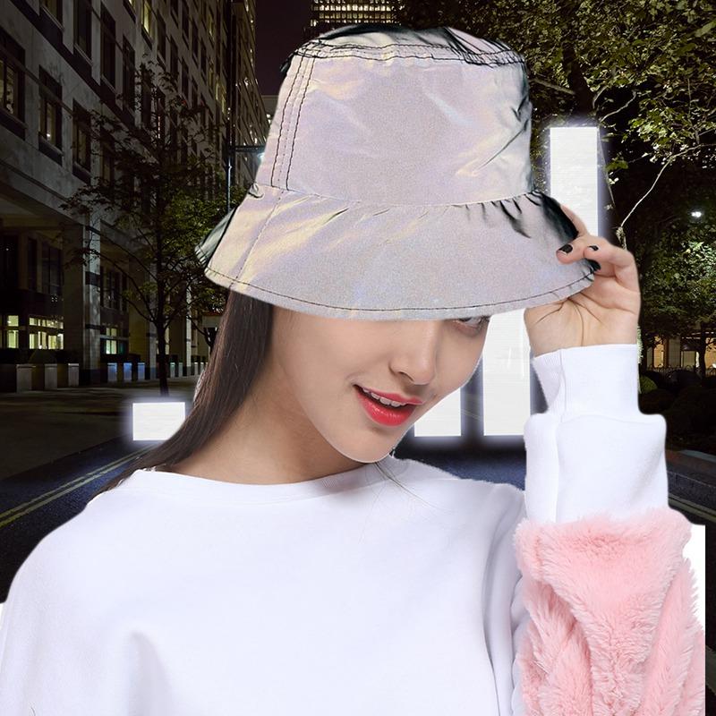 

Street Luminous Cool Hats Dance Hiphop Reflective Caps Bucket Hats Unisex Casual Outdoor Fishing Hat Bling Caps, 2 child 52cm