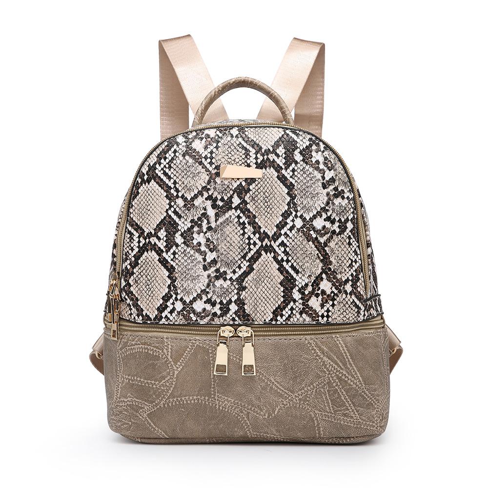 

2019 Fashion Women Backpack Snake Leather Backpacks for Teenage Girls Female Khaki Shoulder Bag, Blue