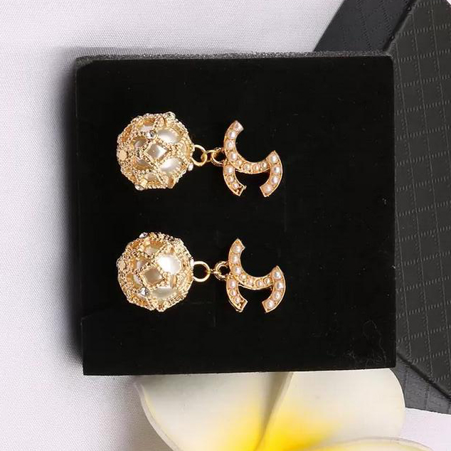 

16color 18K Gold Plated Vintage Designer Letters Stud Long Earring Crystal Diamond Geometric Luxury Women Rhinestone Pearl Wedding Party Jewerlry Accessories