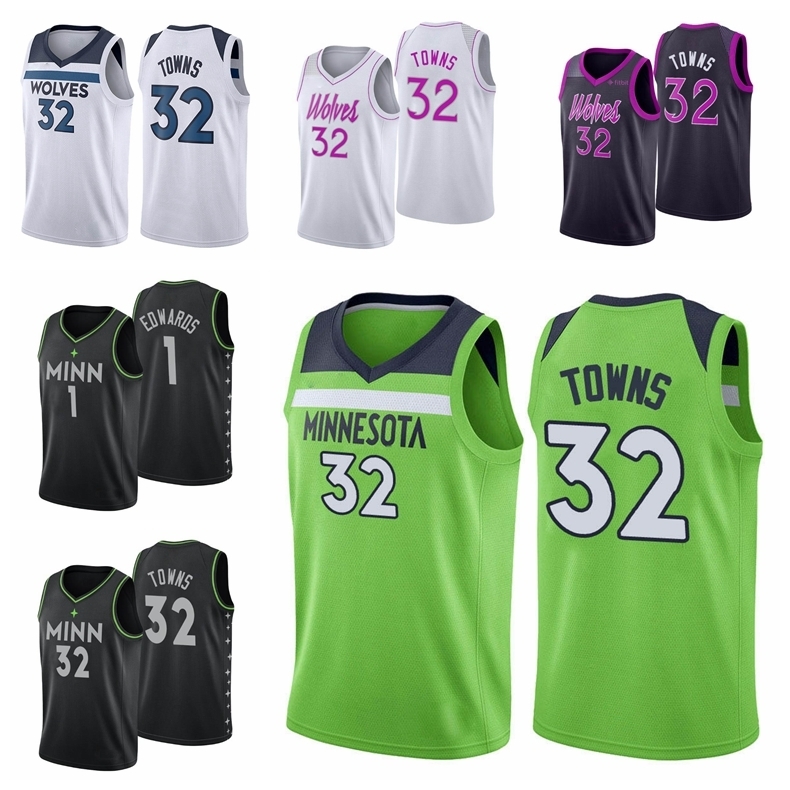 

2021 Men Basketball Jerseys Karl-Anthony 32 Towns Anthony 1 Edwards high quality