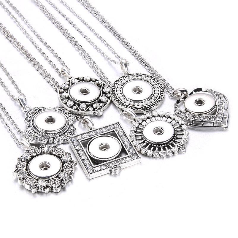 

New Snap Button Necklace Jewelry Rhinestone Crystal Metal Snap Pendant Necklace For Women Fit Diy 20mm 18mm Snap Buttons bbyOzI