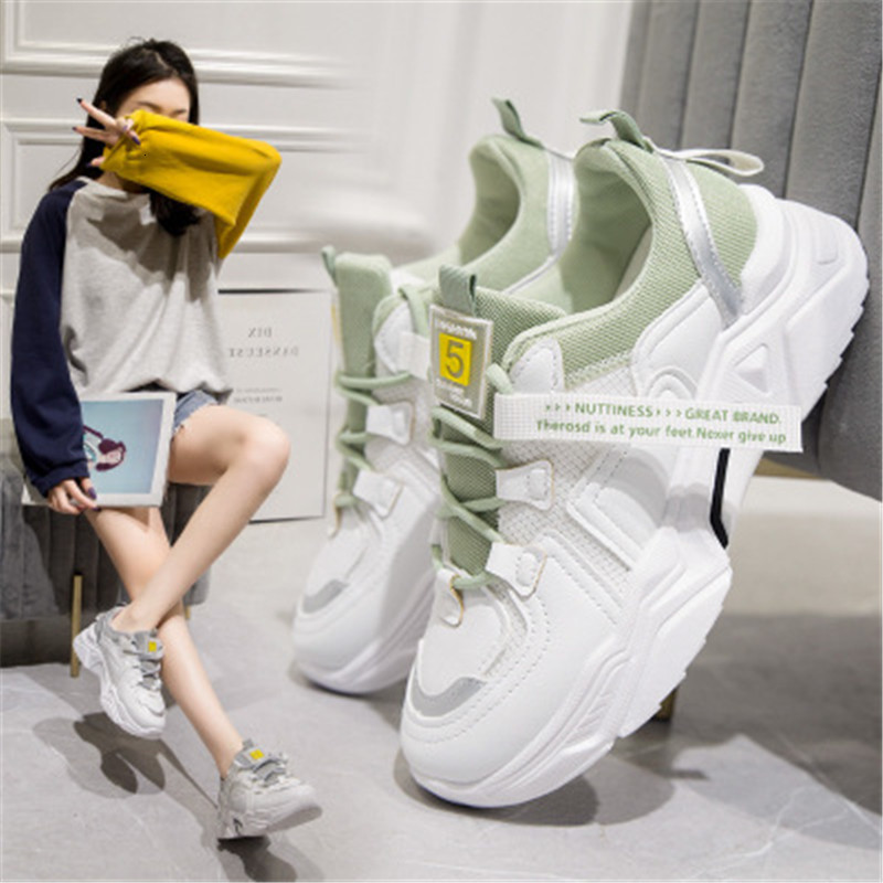 

Spring 2021 New Tennis Woman Sport Vulcanized Light-walking Ladies White-forming Shoes 5RJ8, Gray