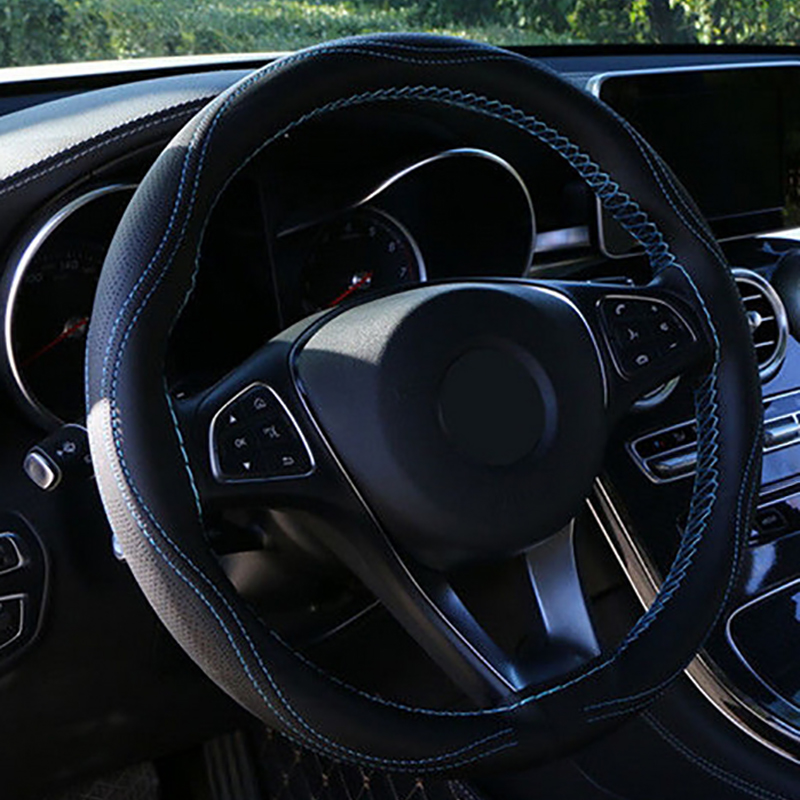 

4 Colors 38CM DIY Car Steering Wheel Cover 3D Non-slip Elastic Micro Fiber Leather Auto Steering Covers Wheel