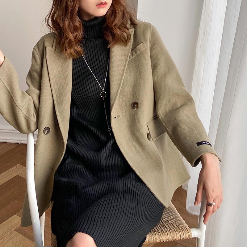 

Double-sided cashmere coat 2020 new fashion lady women coat, women' doubles face han edition cloth short dress, Black
