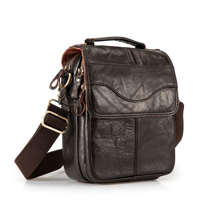 

Quality Original Leather Male Casual Shoulder Messenger Bag Cowhide Fashion Cross-body 8" Pad Tote Mochila Satchel 144 Cross Body, Brown