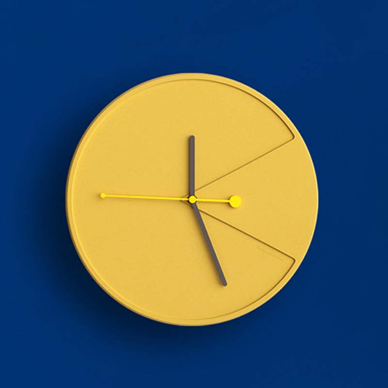 

Simple Creative Modern Wall Clock Silent Round Yellow Living Room Clock Mechanism Nordic Design Reloj Pared Home Decor BE50WC