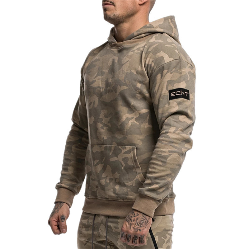 

New Fitness Hoodies Men Autumn Fashion Brand Fashion camouflage Sportswear Sweatshirt Men's Track Outdoor Sweatshirts, Army green
