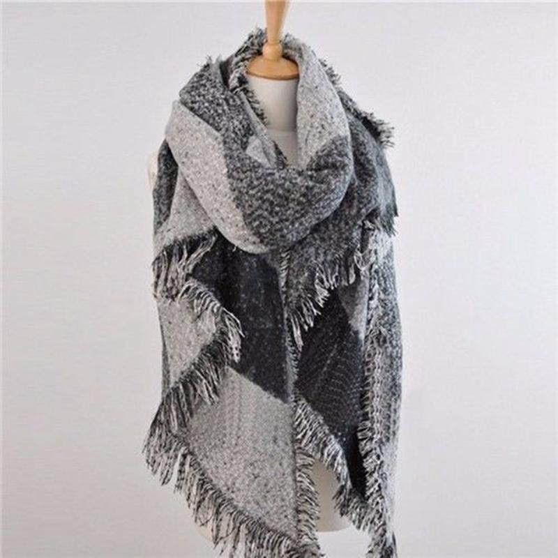 

New Wool Scarves Women Long Cashmere Winter Wool Wrap Shawl Plaid Blend Soft Warm Scarf Neck Warm Bandana Foulard