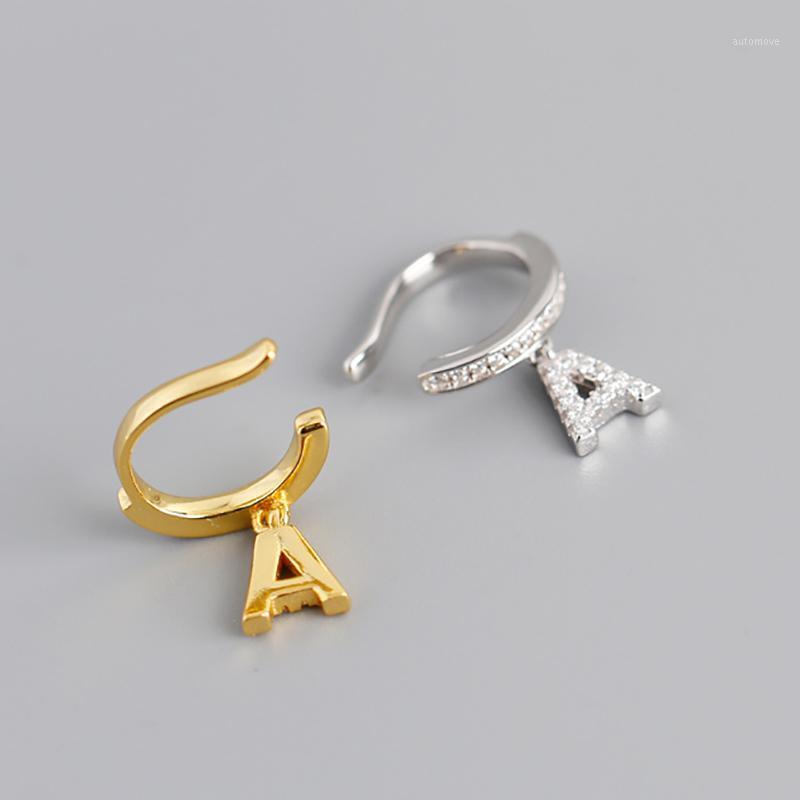 

1 Piece 925 Sterling Silver Clear Cz Gold Silver Letter A Charm Earring Letter Alphabet A Hoop Earrings Berloque1