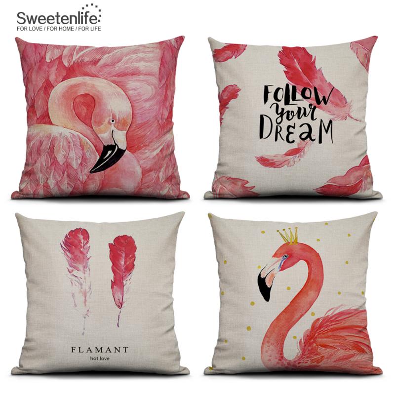 

Sweetenlife Decorative Pillows Geometric Throw Pillow Covers Pink Flamingo Cushions Home Decor 45x45cm Sofa Cushion Pillowcases, No4