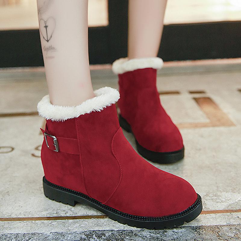 

Weweya Height Increasing Winter Boots Woman Platfrom Sneakers Shoes Woman Buckle Knot Red Winter Snow Boots Ladies Botas Mujer