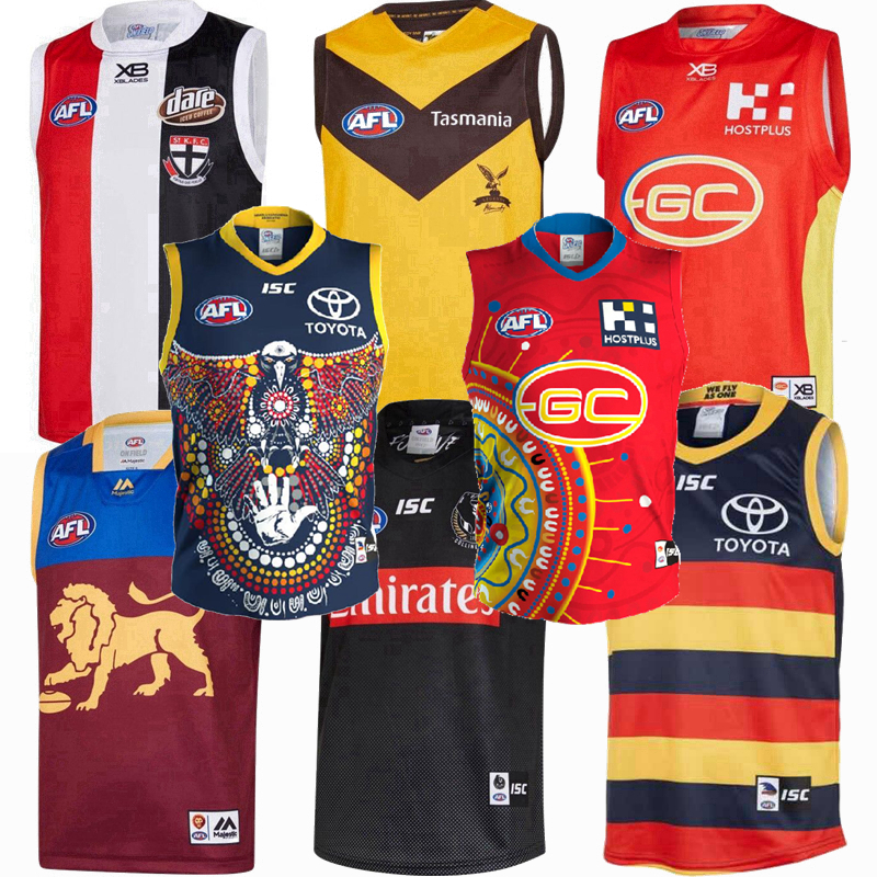 

2019 2020 2021 Fremantle Dockers Richmond Tigers Giants Cats Essendon Tasmania Coast Lions Rugby Jerseys AFL jersey League shirt vest, Black;gray