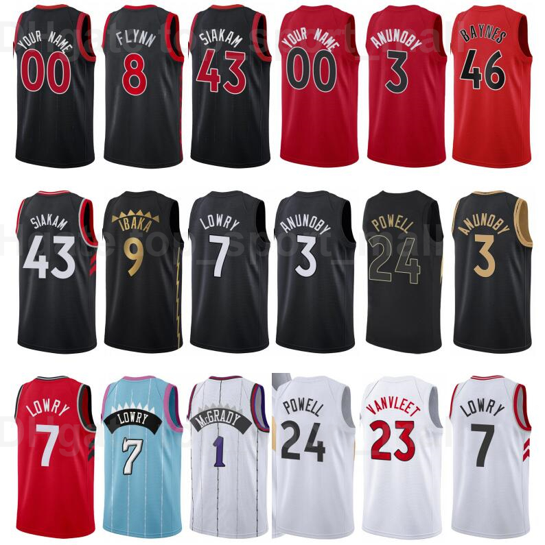 

Printed Basketball Kyle Lowry Jersey 7 Pascal Siakam 43 OG Anunoby 3 Fred VanVleet 23 City Earned Edition Team Color Custom Name Number, Black;red