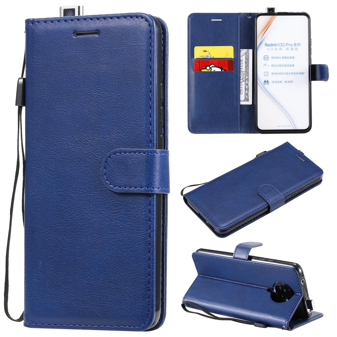 

For Xiaomi Redmi K30 Pro Solid Color Horizontal Flip Protective Leather Case with Holder Card Slots Wallet Lanyard